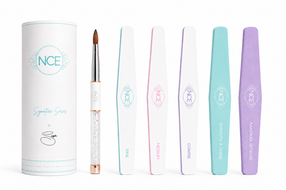 Suzie's Signature Acrylic Brush & Premium Files Kit: White & Rose Gold Edition